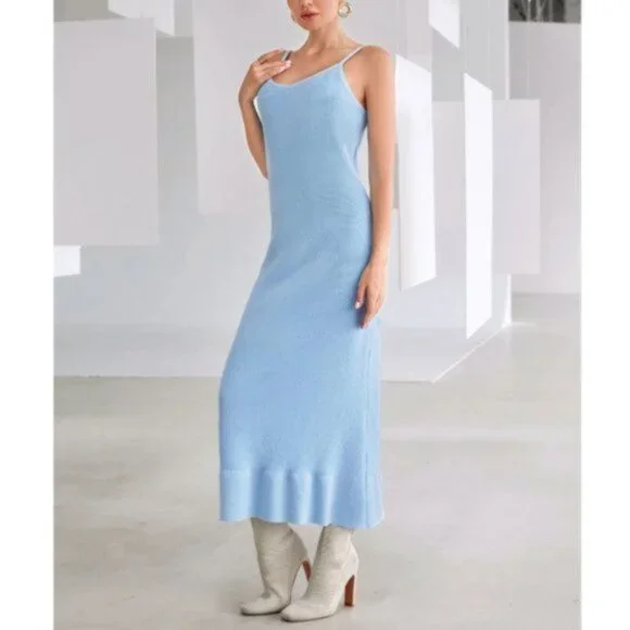 Boho Blue Floral Print Dress - Picture 3 of 6